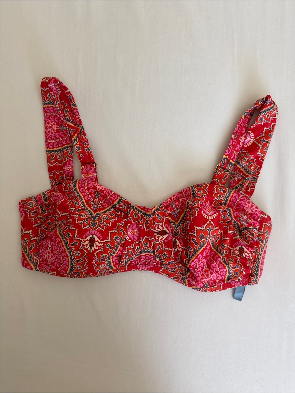 ANTONIO MELANI Red and Pink Paisley Swim Top Size M